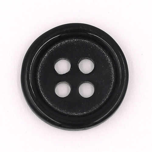 19384 Sullivans 13mm Round Plastic Buttons With Four Holes & Raised Rim - Black - 110 In A Tube