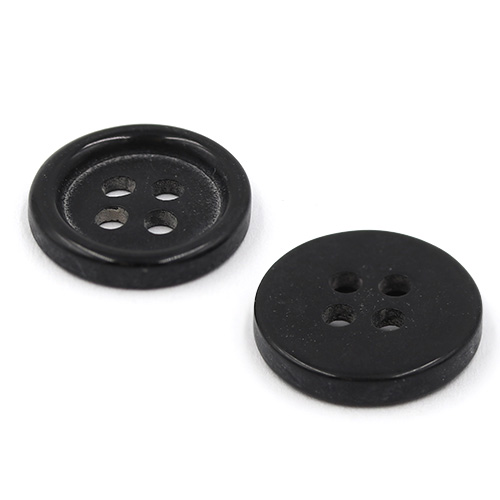 19384 Sullivans 13mm Round Plastic Buttons With Four Holes & Raised Rim - Black - 110 In A Tube