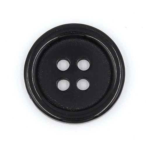 19386 Sullivans 18mm Round Plastic Buttons With Four Holes & Raised Rim - Black - 75 In A Tube