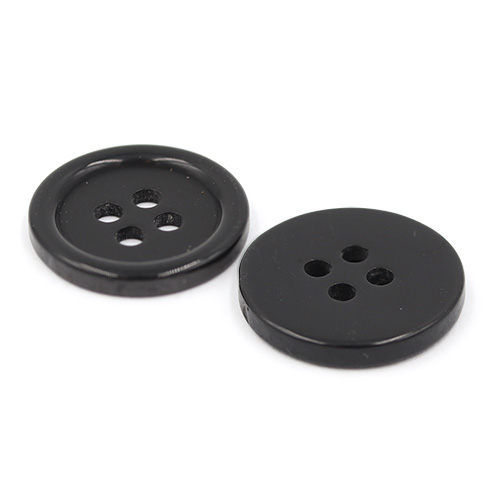 19386 Sullivans 18mm Round Plastic Buttons With Four Holes & Raised Rim - Black - 75 In A Tube