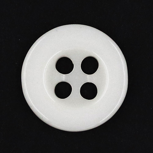 19391 Sullivans 11mm Round Plastic Buttons With Four Holes & Depressed Centre - White - 130 In A Tube