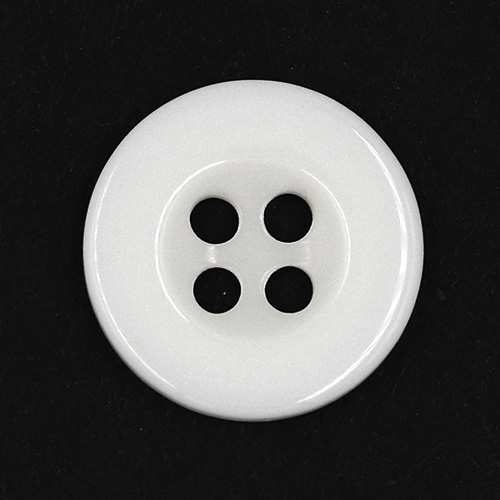 19392 Sullivans 13mm Round Plastic Buttons With Four Holes & Depressed Centre - White - 110 In A Tube