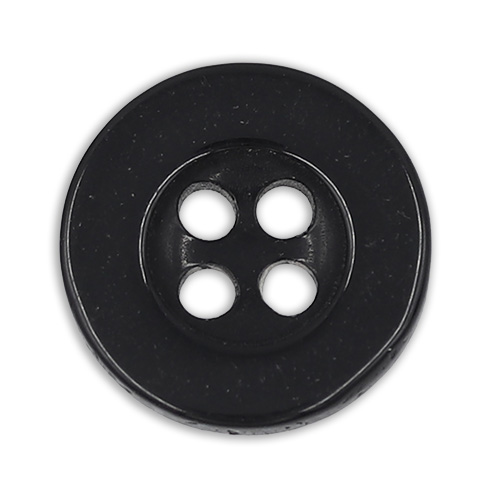 19400 Sullivans 13mm Round Plastic Buttons With Four Holes & Depressed Centre - Black - 110 In A Tube