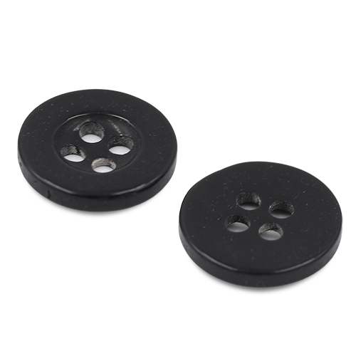 19400 Sullivans 13mm Round Plastic Buttons With Four Holes & Depressed Centre - Black - 110 In A Tube