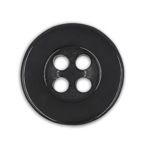 19401 Sullivans 15mm Round Plastic Buttons With Four Holes & Depressed Centre - Black - 95 In A Tube