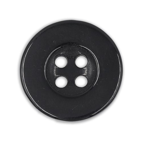 19402 Sullivans 18mm Round Plastic Buttons With Four Holes & Depressed Centre - Black - 75 In A Tube