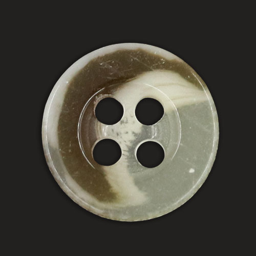 19411 Sullivans 11mm Round Two Tone Plastic Buttons With Four Holes - Cream/brown - 180 In A Tube