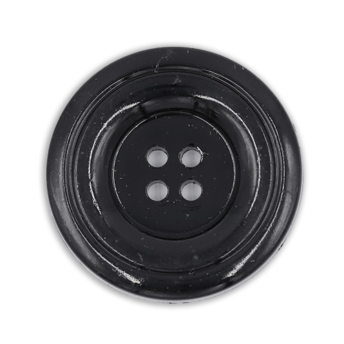 19423 Sullivans 30mm Round Plastic Buttons With Four Holes & Depressed Centre - Black - 35 In A Tube