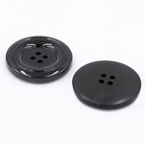 19423 Sullivans 30mm Round Plastic Buttons With Four Holes & Depressed Centre - Black - 35 In A Tube