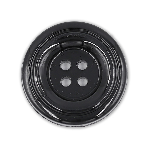 19425 Sullivans 21mm Round Plastic Buttons With Four Holes & Depressed Centre - Black - 55 In A Tube
