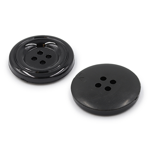 19425 Sullivans 21mm Round Plastic Buttons With Four Holes & Depressed Centre - Black - 55 In A Tube