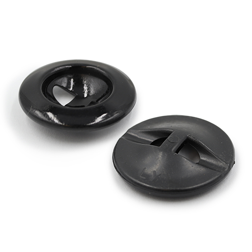 19429 Sullivans 25mm Round Plastic Buttons With Two Holes & Depressed Centre - Black - 45 In A Tube