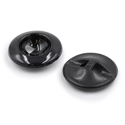 19431 Sullivans 18mm Round Plastic Buttons With Two Holes & Depressed Centre - Black - 65 In A Tube