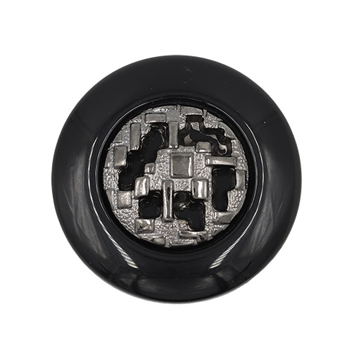 19444 Sullivans 25mm Round Plastic Shank Buttons With Metallic Pattern - Black - 30 In A Tube