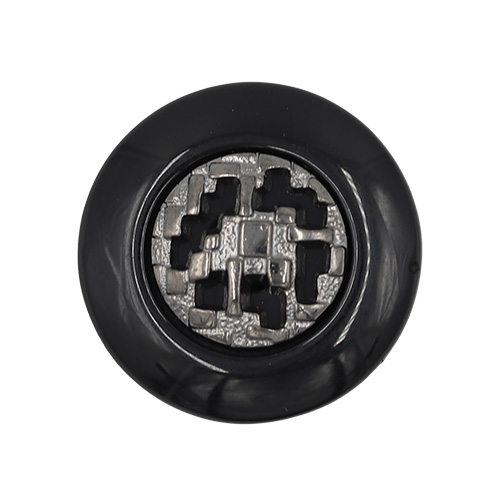 19445 Sullivans 22mm Round Plastic Shank Buttons With Metallic Pattern - Black - 40 In A Tube