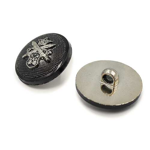 19448 Sullivans 25mm Round Plastic Shank Buttons With Crest And Studded Background - Black - 25 In A Tube