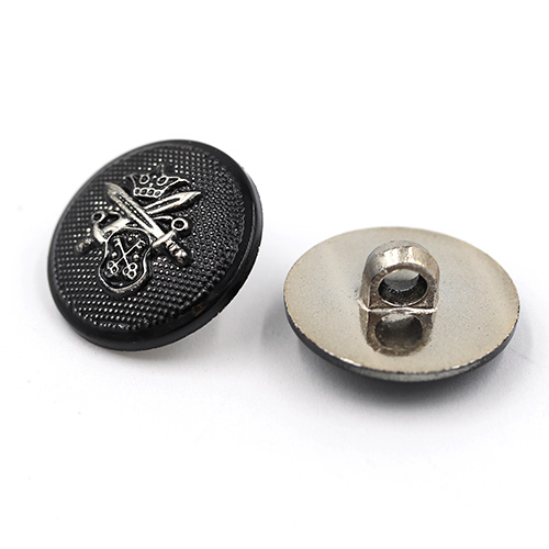 19449 Sullivans 21mm Round Plastic Shank Buttons With Crest And Studded Background - Black - 30 In A Tube