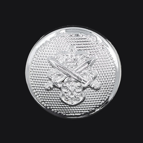 19454 Sullivans 21mm Round Plastic Shank Buttons With Crest And Studded Background - Silver - 30 In A Tube