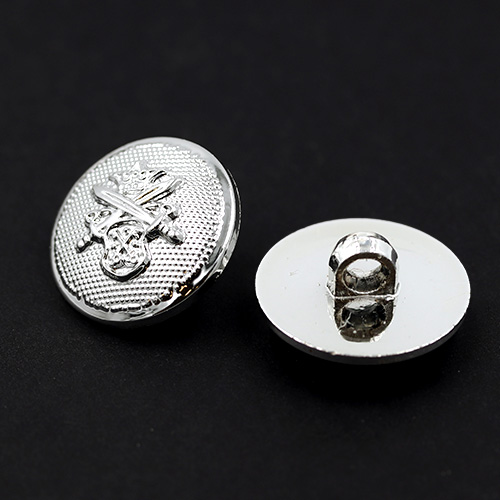 19454 Sullivans 21mm Round Plastic Shank Buttons With Crest And Studded Background - Silver - 30 In A Tube