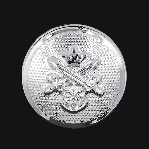 19455 Sullivans 18mm Round Plastic Shank Buttons With Crest And Studded Background - Silver - 35 In A Tube