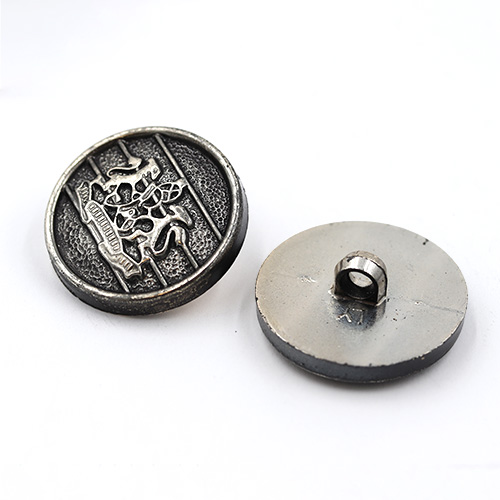 19457 Sullivans 30mm Round Plastic Shank Buttons With Crest And Studded Background - Black - 20 In A Tube