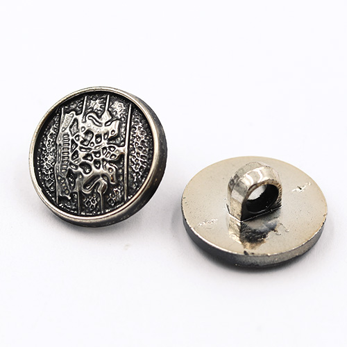 19461 Sullivans 15mm Round Plastic Shank Buttons With Crest And Studded Background - Black - 40 In A Tube