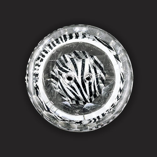 19468 Sullivans 30mm Round Plastic Buttons With Two Holes - Zebra Stripe - Silver - 15 In A Tube