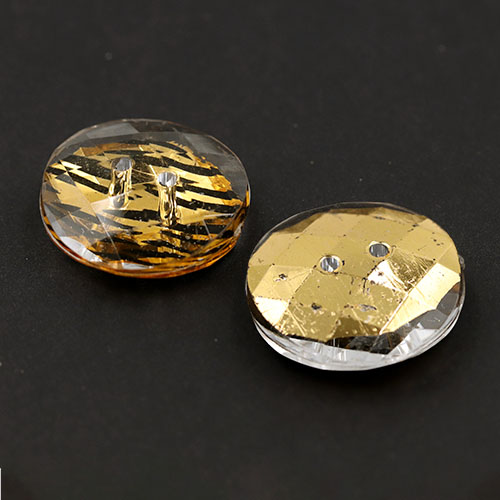 19474 Sullivans 25mm Round Plastic Buttons With Two Holes - Zebra Stripe - Gold - 25 In A Tube