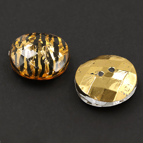 19475 Sullivans 20mm Round Plastic Buttons With Two Holes - Zebra Stripe - Gold - 35 In A Tube