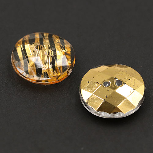 19476 Sullivans 15mm Round Plastic Buttons With Two Holes - Zebra Stripe - Gold - 45 In A Tube