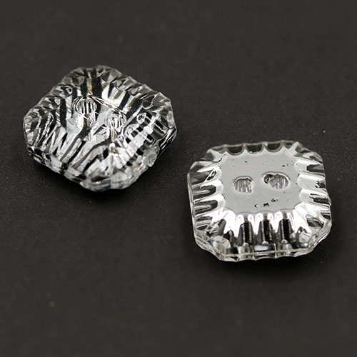 19479 Sullivans 15mm Square Plastic Buttons With Two Holes - Zebra Stripe - Clear - 50 In A Tube