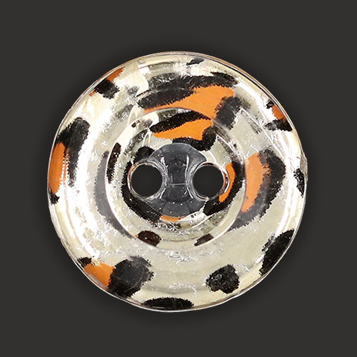 19490 Sullivans 15mm Round Plastic Buttons With Black/orange Animal Print With Gold Flecks - 80 In A Tube