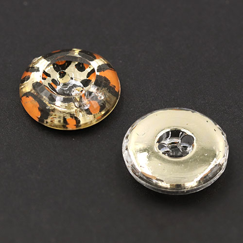 19490 Sullivans 15mm Round Plastic Buttons With Black/orange Animal Print With Gold Flecks - 80 In A Tube