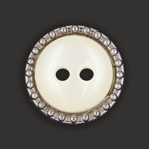 19507 Sullivans 12mm Round Plastic Buttons With Two Holes - Pearlised With Silver Border - 27 In A Tube