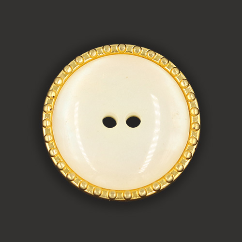 19510 Sullivans 21mm Round Plastic Buttons With Two Holes - Pearlised With Gold Border - 14 In A Tube