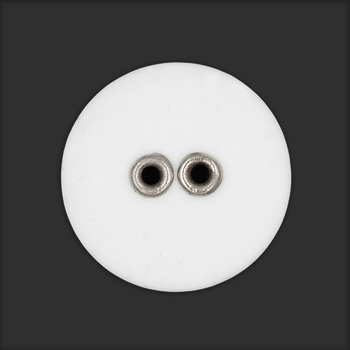 19532 Sullivans 20mm Round Plastic Buttons With Two Holes Silver Edges - White - 25 In A Tube