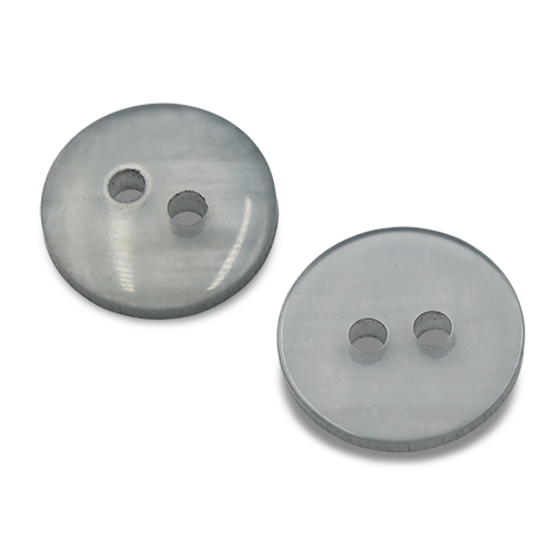 19628 Sullivans 11mm Round Plastic Button With Two Holes - Frosted Grey - 150 In A Tube