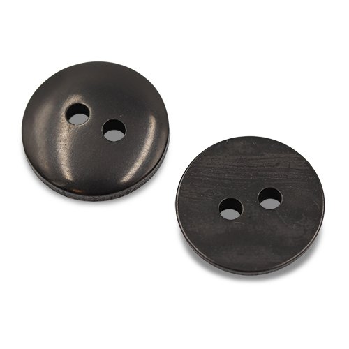 19631 Sullivans 11mm Round Plastic Button With Two Holes - Frosted Black - 150 In A Tube