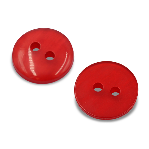 19633 Sullivans 11mm Round Plastic Button With Two Holes - Frosted Red - Bag Of 100