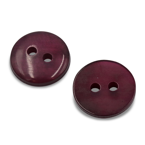 19639 Sullivans 11mm Round Plastic Button With Two Holes - Frosted Burgundy - Bag Of 100