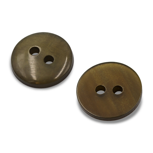 19640 Sullivans 11mm Round Plastic Button With Two Holes - Frosted Olive - Bag Of 100