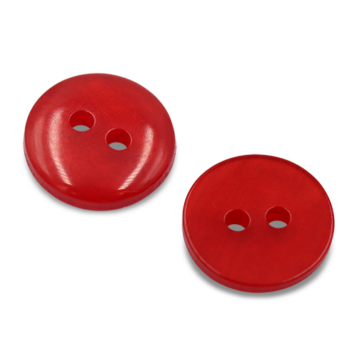 19653 Sullivans 13mm Round Plastic Button With Two Holes - Frosted Red - Bag Of 100