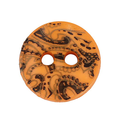 19724 Sullivans 13mm Round Plastic Buttons With Two Holes - Black Swirls - Orange - 28 In A Tube