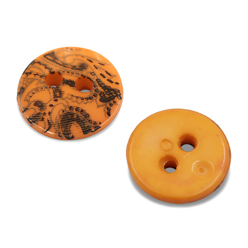 19724 Sullivans 13mm Round Plastic Buttons With Two Holes - Black Swirls - Orange - 28 In A Tube