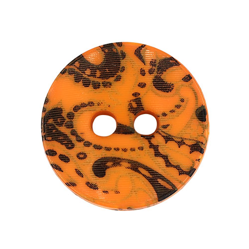 19732 Sullivans 15mm Round Plastic Buttons With Two Holes Black Swirls - Orange - 26 In A Tube