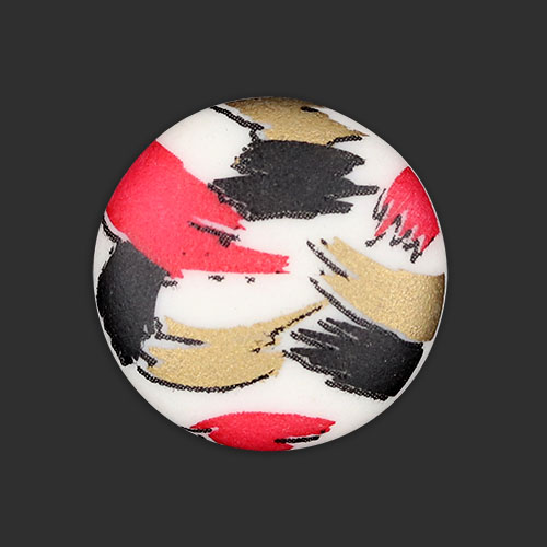 19754 Sullivans 13mm Round Plastic Shank Buttons With Red/black/gold Paint Strokes - White - 28 In A Tube 