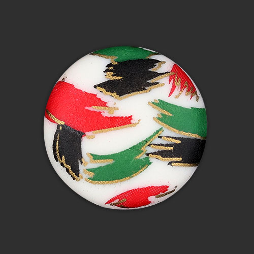19755 Sullivans 13mm Round Plastic Shank Buttons With Red/black/green Paint Strokes - White - 28 In A Tube