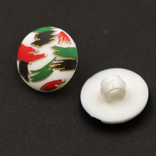 19755 Sullivans 13mm Round Plastic Shank Buttons With Red/black/green Paint Strokes - White - 28 In A Tube