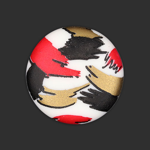 19756 Sullivans 18mm Round Plastic Shank Buttons With Red/black/gold Paint Strokes - White - 22 In A Tube 