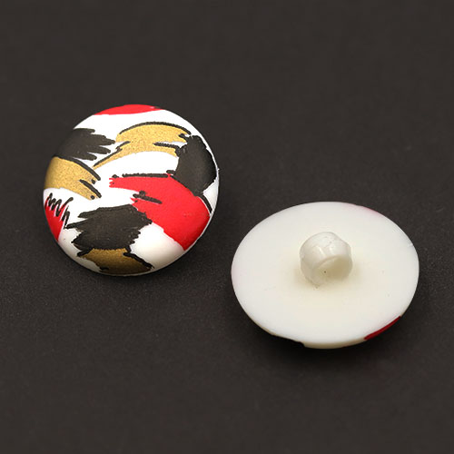 19756 Sullivans 18mm Round Plastic Shank Buttons With Red/black/gold Paint Strokes - White - 22 In A Tube 